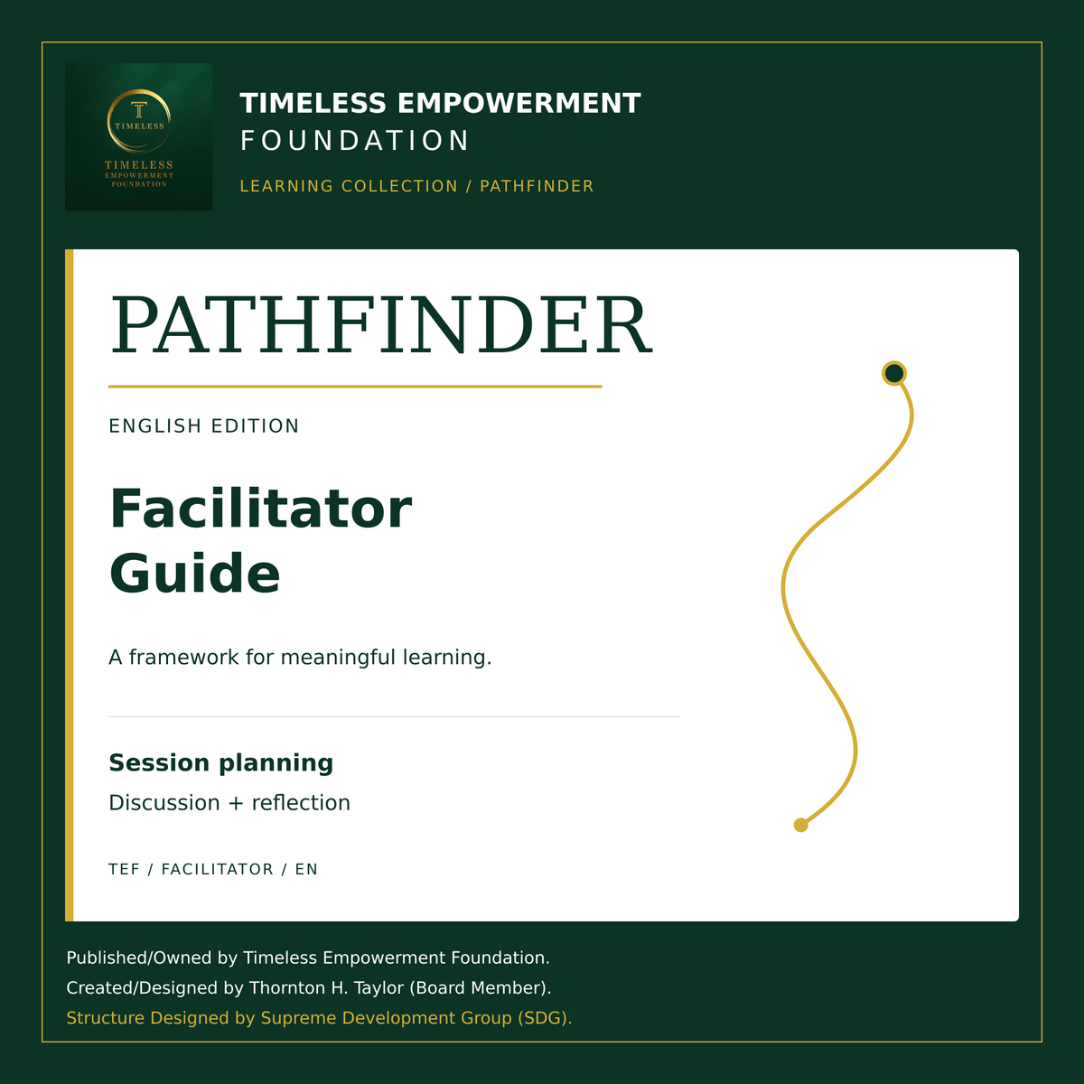 Pathfinder Facilitator Guide — English Edition — TEF green, gold and white product cover