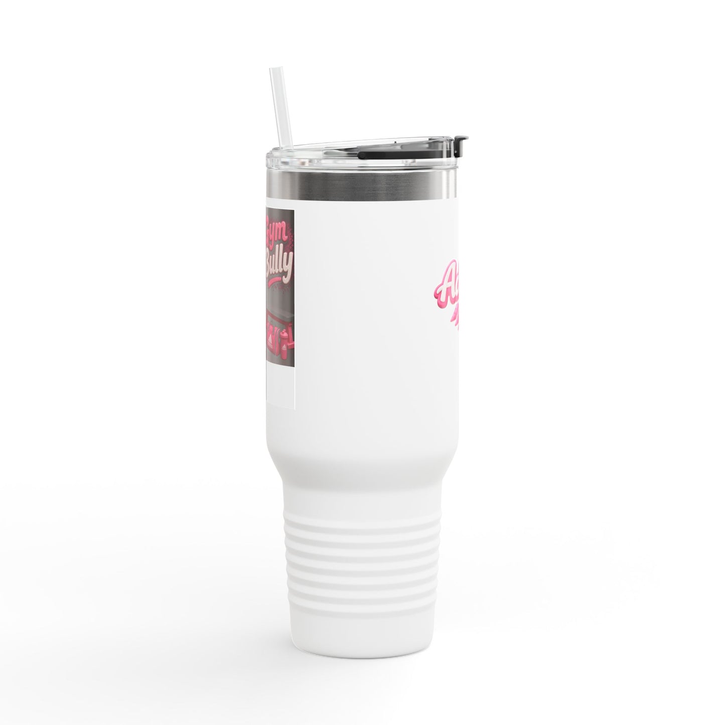 40oz Insulated Travel Mug — Pink 'Adidas' Retro Script