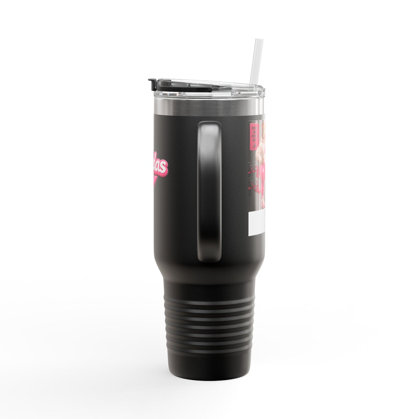 40oz Insulated Travel Mug — Pink 'Adidas' Retro Script