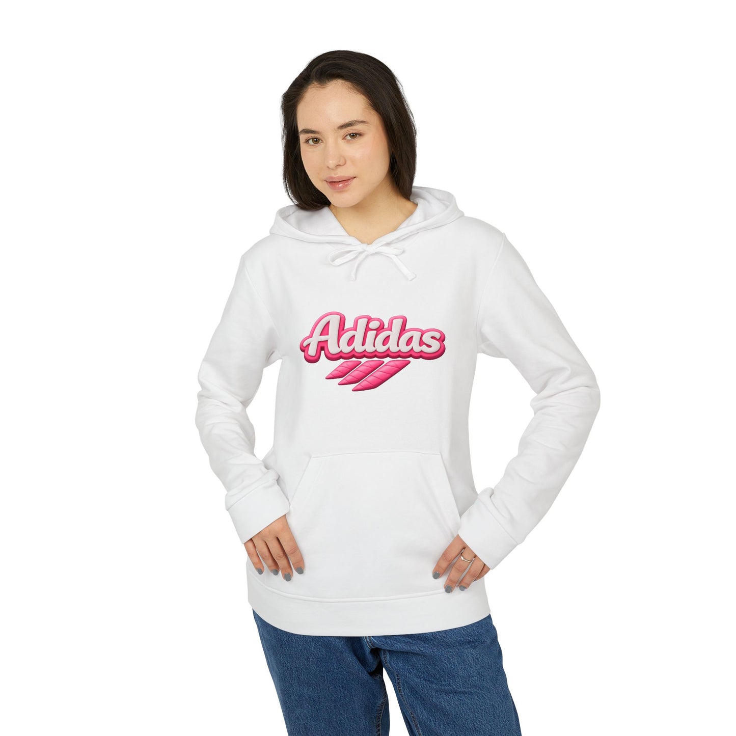 Hoodie — Pink 'Adidas' Script & 'Gym Bully' Graphic Fleece Hoodie