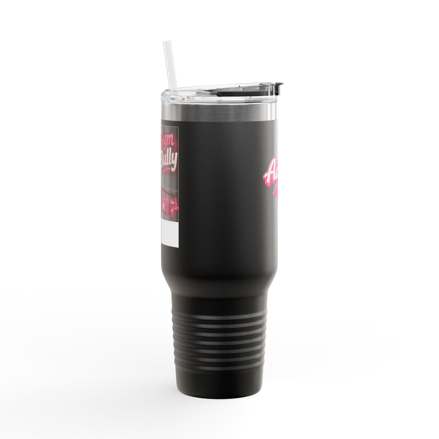 40oz Insulated Travel Mug — Pink 'Adidas' Retro Script