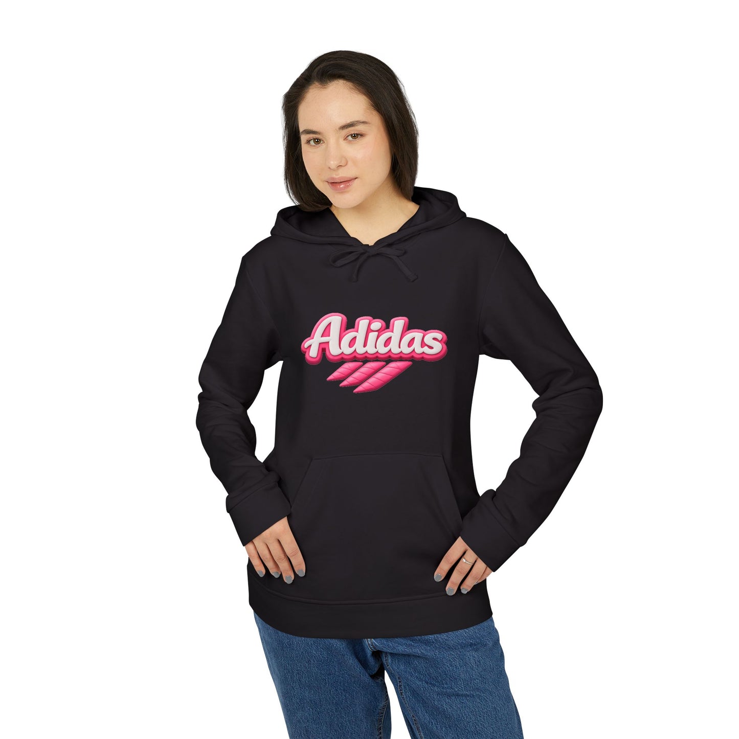 Hoodie — Pink 'Adidas' Script & 'Gym Bully' Graphic Fleece Hoodie