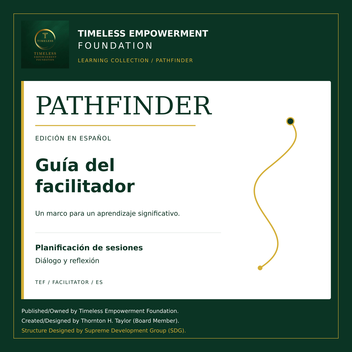 Guía del Facilitador Pathfinder — Edición en Español — TEF green, gold and white product cover